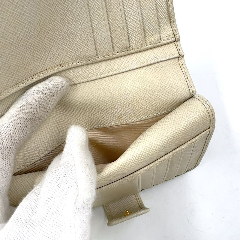 Prada Saffiano Multic Bifold Wallet Saffiano Leather Beige Wallet 1ml225