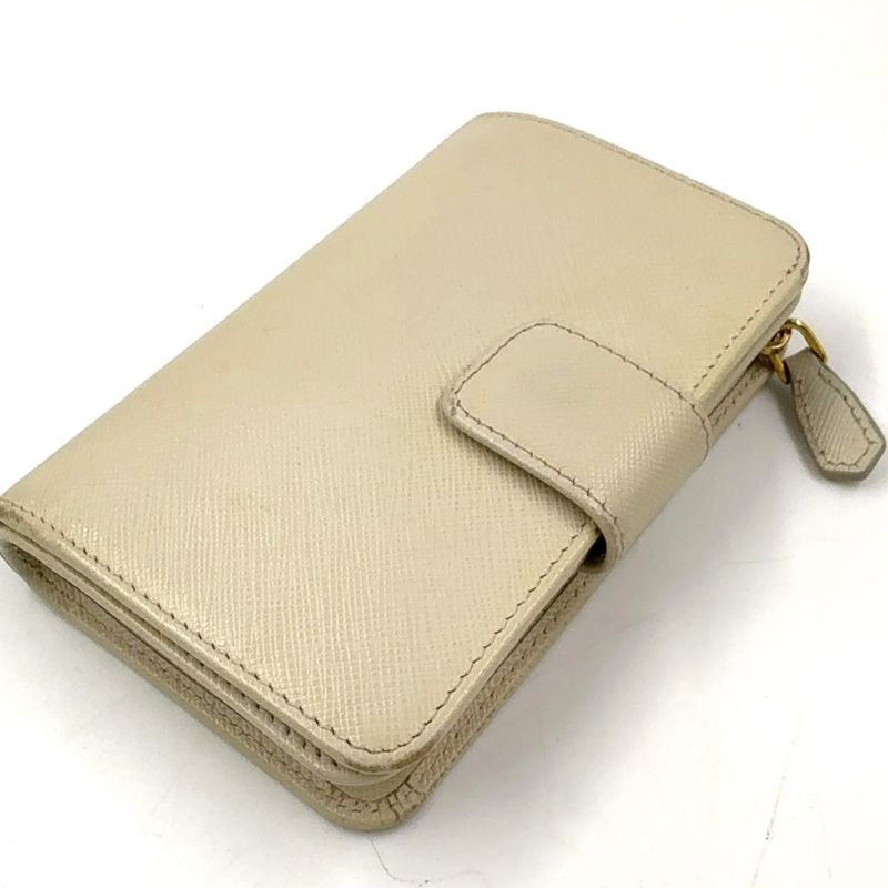 Prada Saffiano Multic Bifold Wallet Saffiano Leather Beige Wallet 1ml225