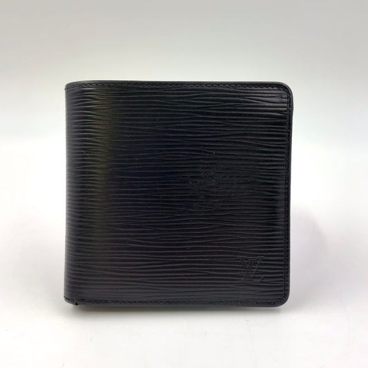 Louis Vuitton Portefeuille Marco Epi Noir Black Leather Black Bifold Wallet