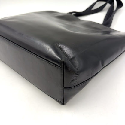 Prada Logo Shape Without Leather Black Tote Bag Silver