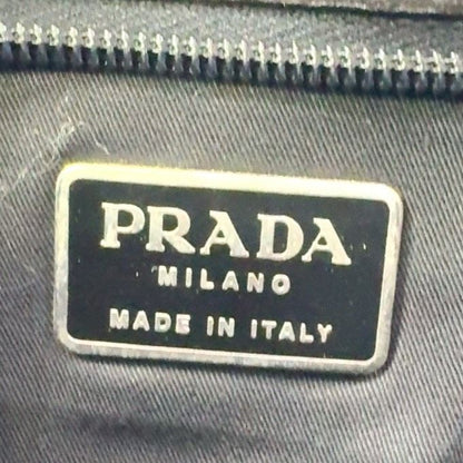 Prada Logo Shape Without Leather Black Tote Bag Silver