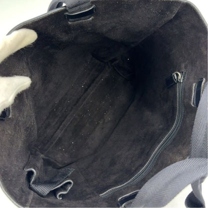 Prada Logo Shape Without Leather Black Tote Bag Silver