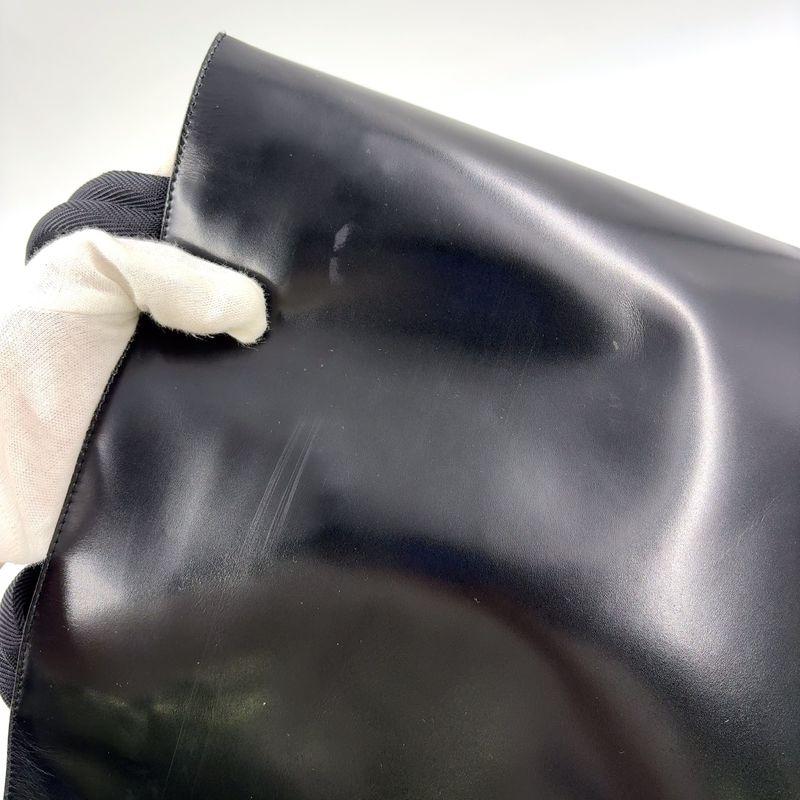 Prada Logo Shape Without Leather Black Tote Bag Silver