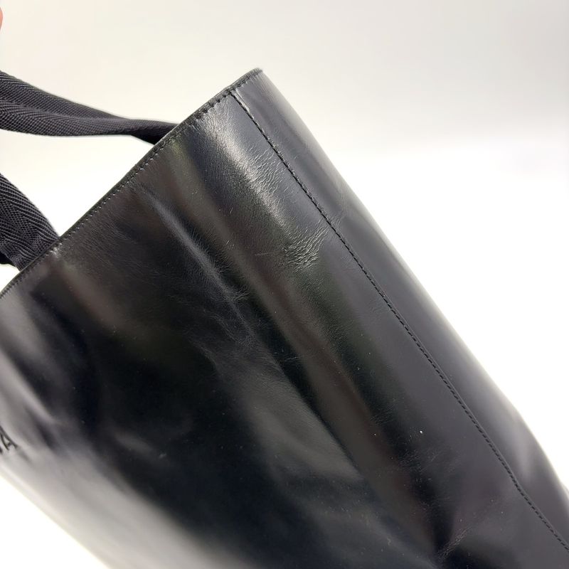 Prada Logo Shape Without Leather Black Tote Bag Silver