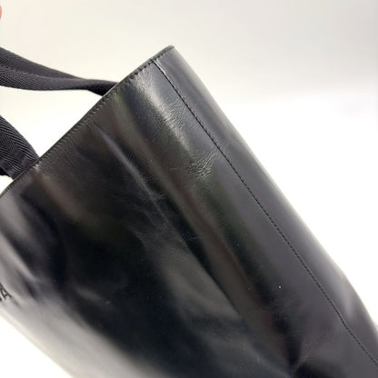 Prada Logo Shape Without Leather Black Tote Bag Silver