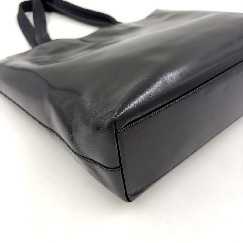 Prada Logo Shape Without Leather Black Tote Bag Silver