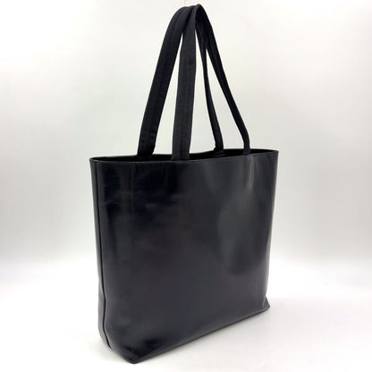 Prada Logo Shape Without Leather Black Tote Bag Silver