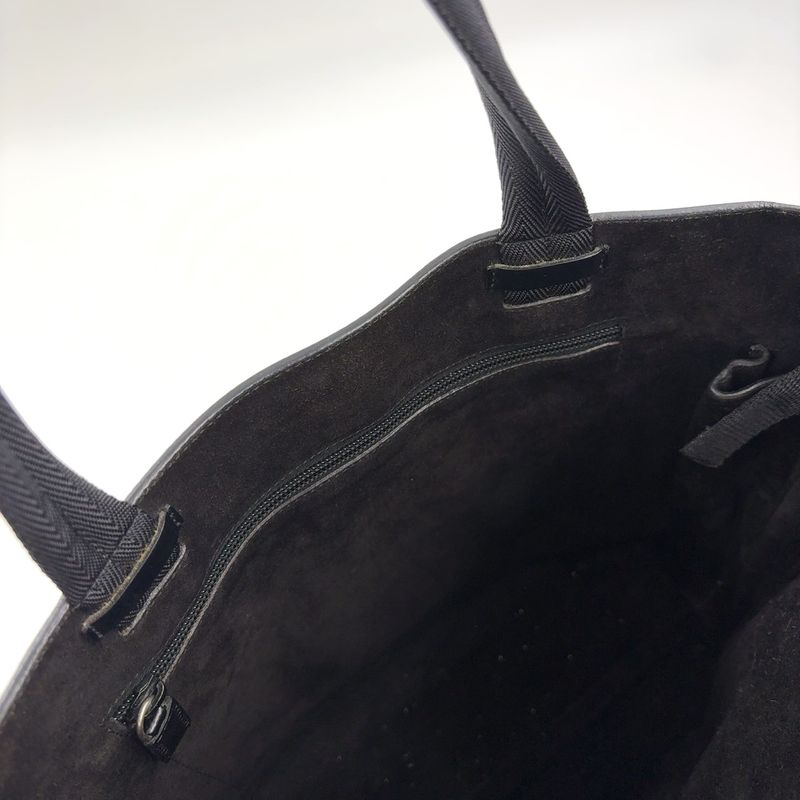 Prada Logo Shape Without Leather Black Tote Bag Silver