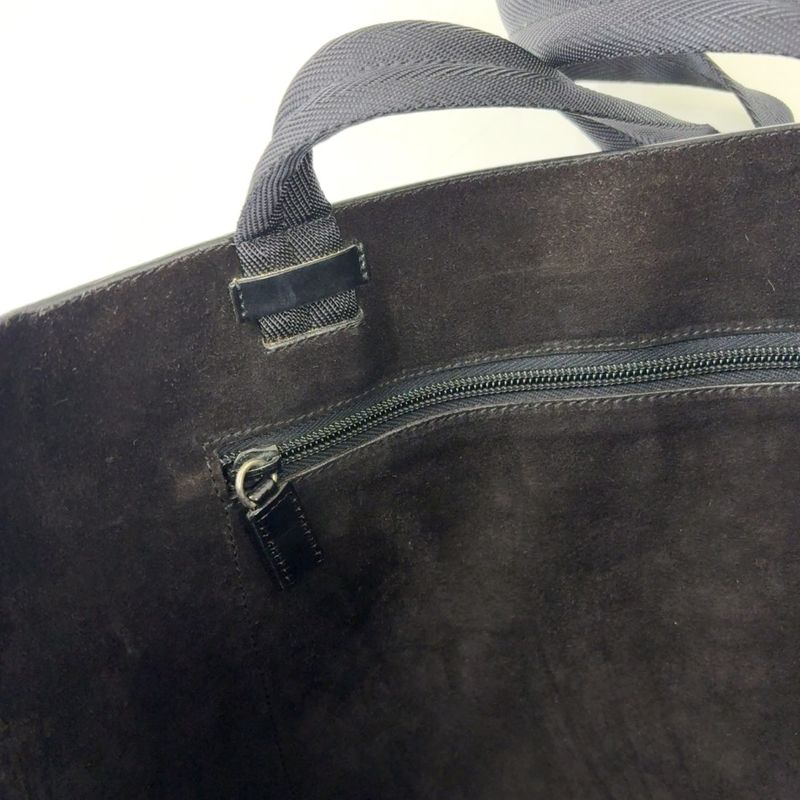 Prada Logo Shape Without Leather Black Tote Bag Silver