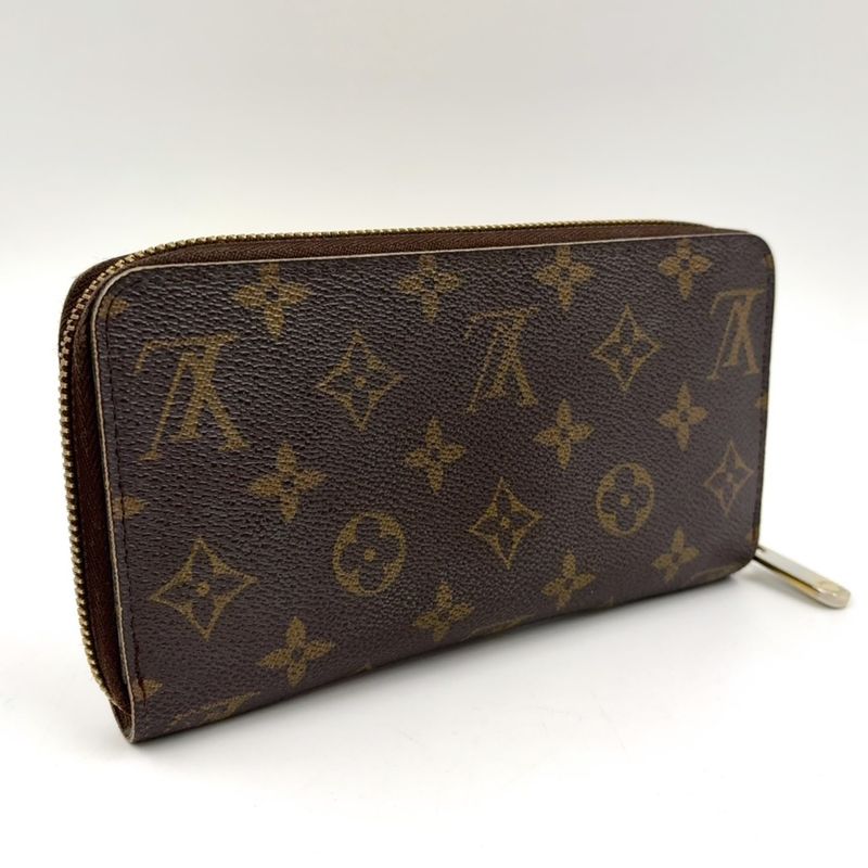 Louis Vuitton Zippy Wallet Monogram PVC Brown Round Zipper Long Wallet Gold