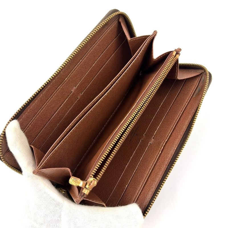 Louis Vuitton Zippy Wallet Monogram PVC Brown Round Zipper Long Wallet Gold