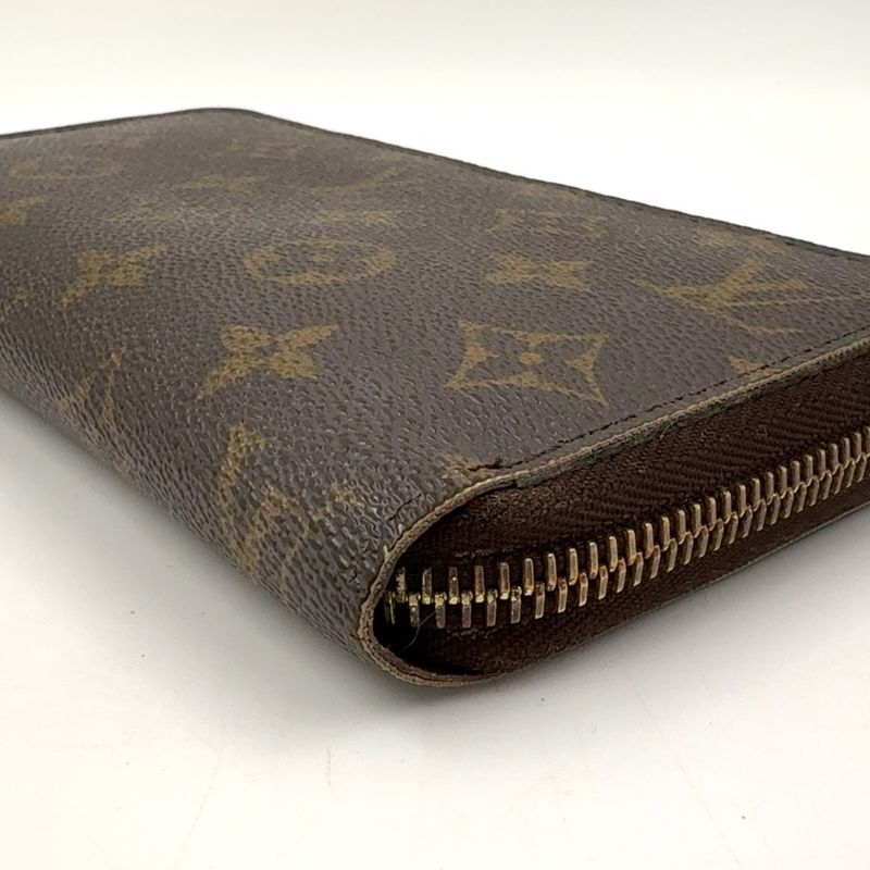 Louis Vuitton Zippy Wallet Monogram PVC Brown Round Zipper Long Wallet Gold