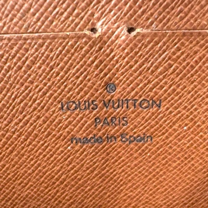 Louis Vuitton Zippy Wallet Monogram PVC Brown Round Zipper Long Wallet Gold