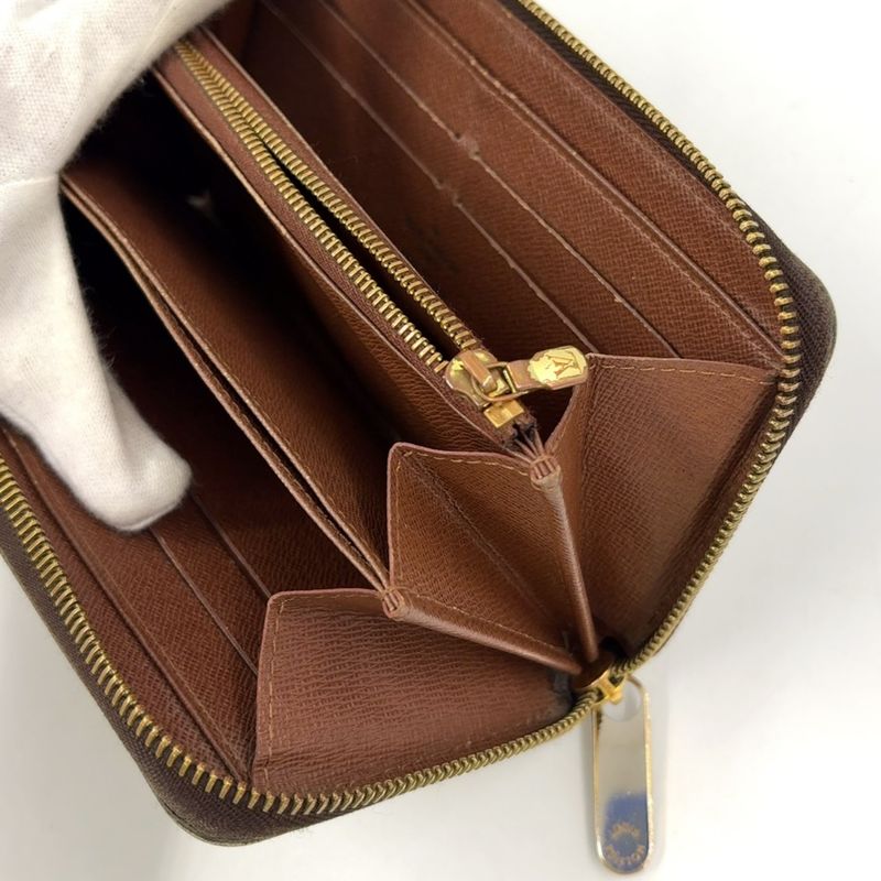 Louis Vuitton Zippy Wallet Monogram PVC Brown Round Zipper Long Wallet Gold