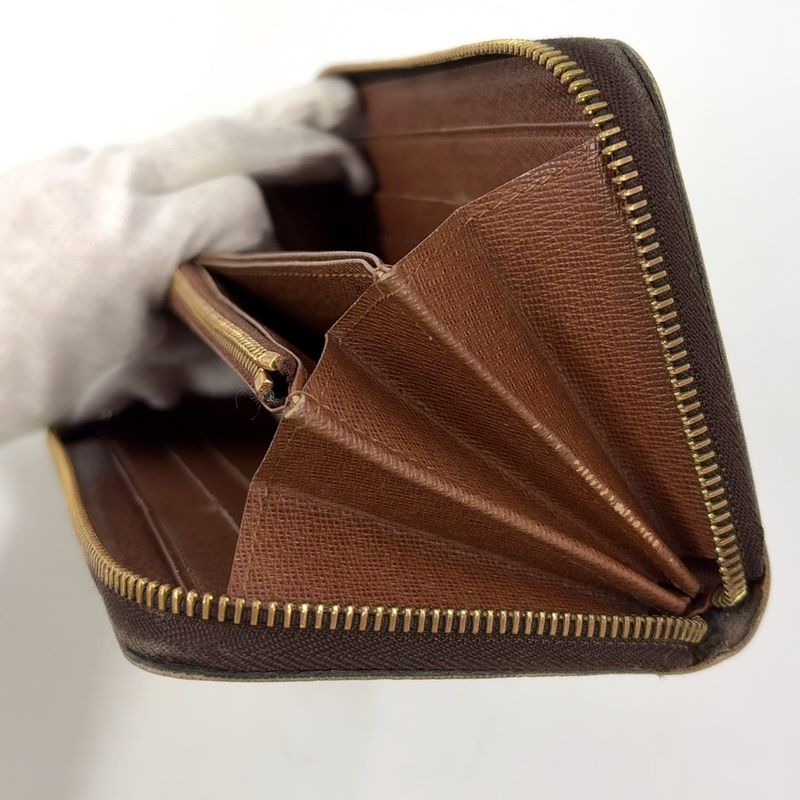 Louis Vuitton Zippy Wallet Monogram PVC Brown Round Zipper Long Wallet Gold