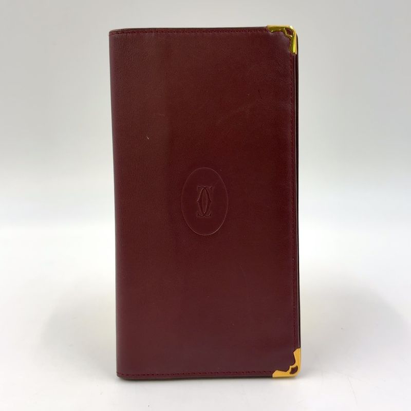 Cartier Must Line Leather Bordeaux Billfold Gold