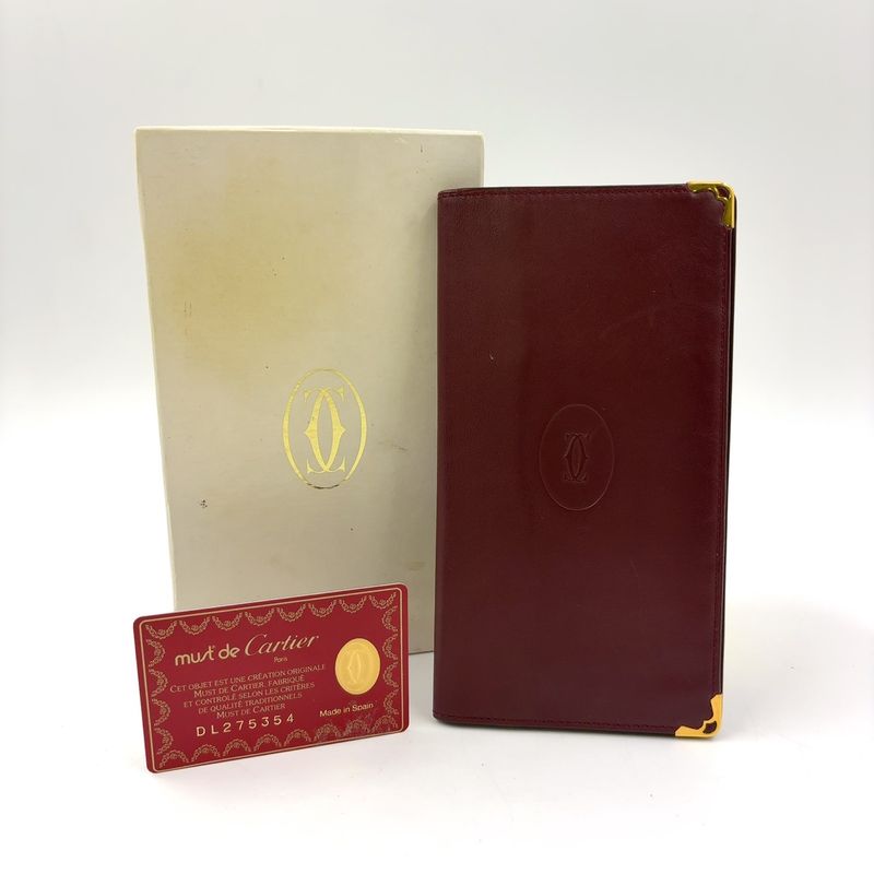 Cartier Must Line Leather Bordeaux Billfold Gold