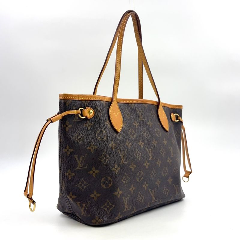 Louis Vuitton Neverfull PM Monogram Leather × PVC Brown Tote Bag Gold M40155