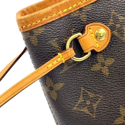 Louis Vuitton Neverfull PM Monogram Leather × PVC Brown Tote Bag Gold M40155