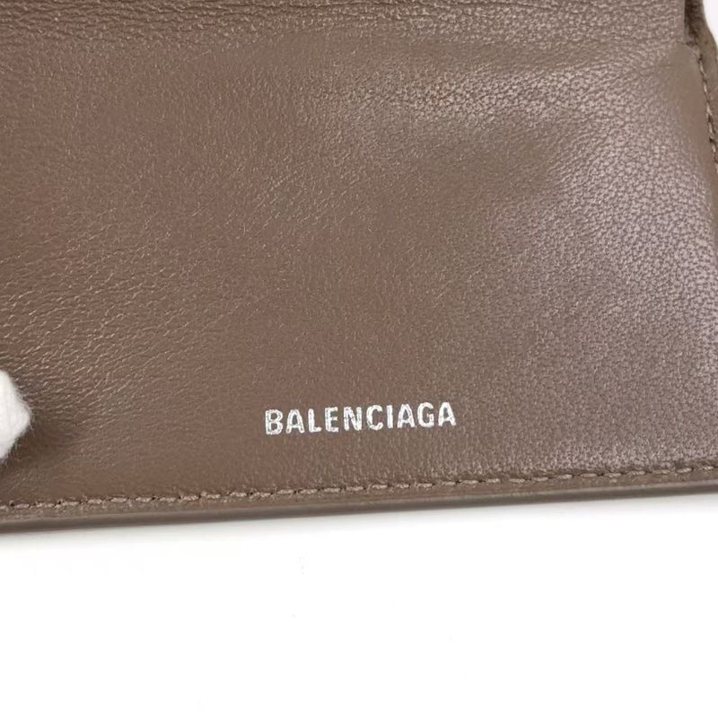 Balenciaga Hourglass Croc Shape Purses Leather Gray Beige Wallet Silver
