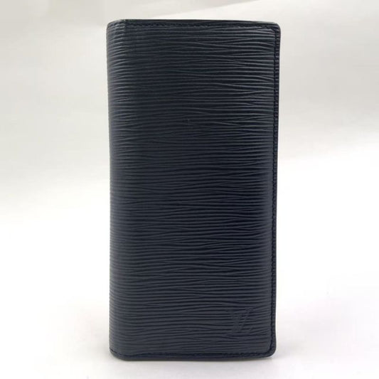 Louis Vuitton Portefeuille Brazza Epi RFID Compatible Leather Black Folded Long