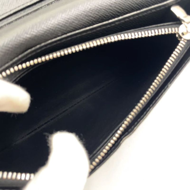 Louis Vuitton Portefeuille Brazza Epi RFID Compatible Leather Black Folded Long