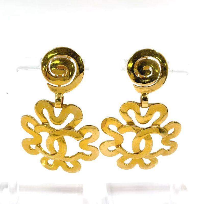 Chanel Coco Mark Flower GP Gold Earrings
