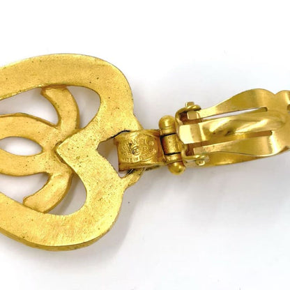 Chanel Coco Mark Heart Motif GP Gold Earrings