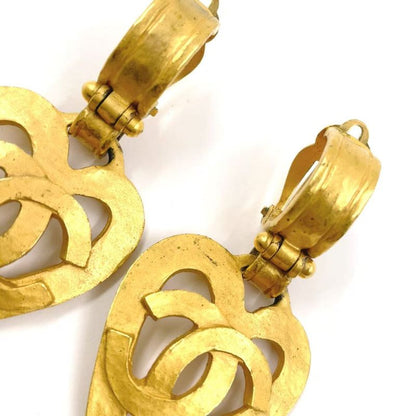 Chanel Coco Mark Heart Motif GP Gold Earrings