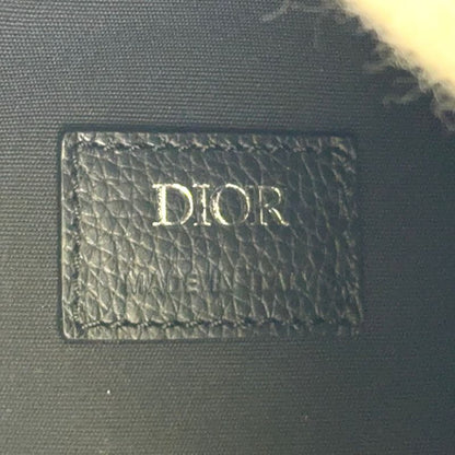 Christian Dior Scarab Oblique Leather X Canvas Black X Beige Body Bag Silver