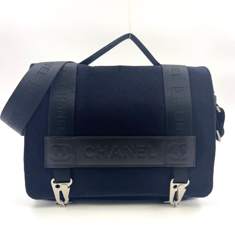 Chanel Sport Line Logo Serial No 9 Leather X Nylon X Felt Black Shoulder Bag