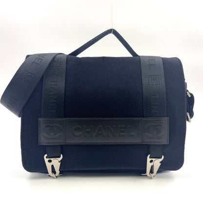 Chanel Sport Line Logo Serial No 9 Leather X Nylon X Felt Black Shoulder Bag