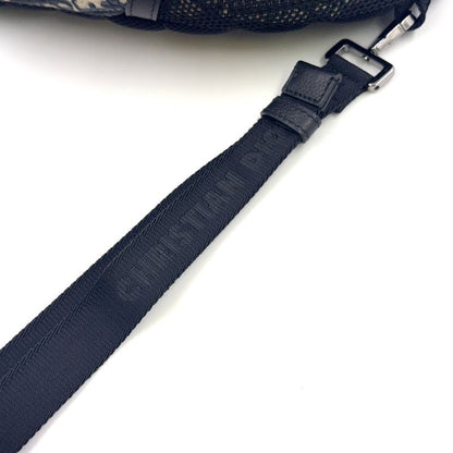 Christian Dior Scarab Oblique Leather X Canvas Black X Beige Body Bag Silver