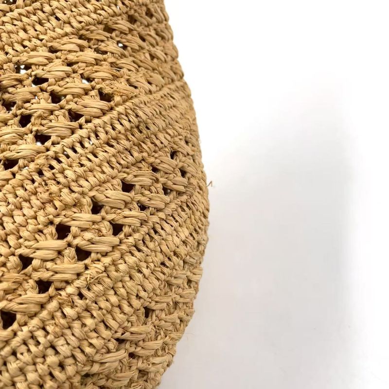 Saint Laurent Paris Pannier Small Crochet Leather X Raffia Brown X Beige Tote