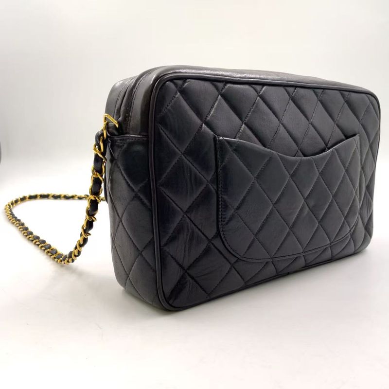 Chanel Matelasse Zipper Serial No 3 Lambskin Black Shoulder Bag Gold