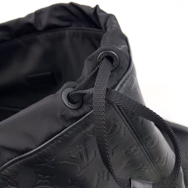 Louis Vuitton Monogram Helmet Drawstring RFID Compatible Leather Black Tote Bag