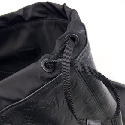 Louis Vuitton Monogram Helmet Drawstring RFID Compatible Leather Black Tote Bag
