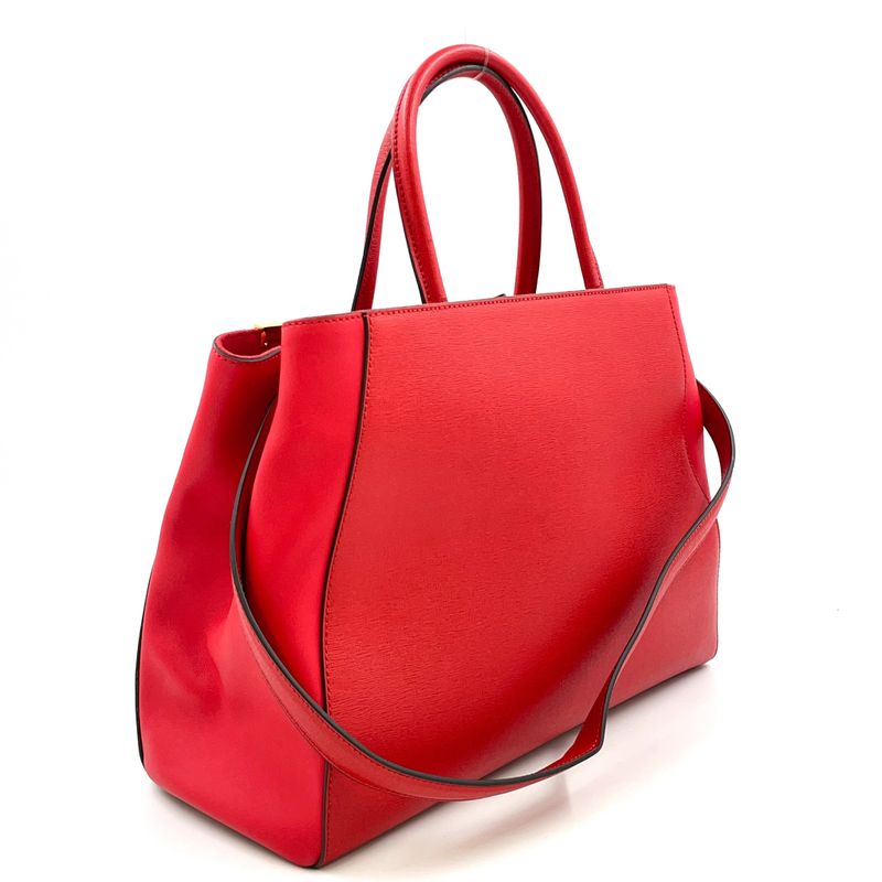 Fendi Toujours 2WAY Shoulder Leather Red Handbag Gold 8bh250-d7e
