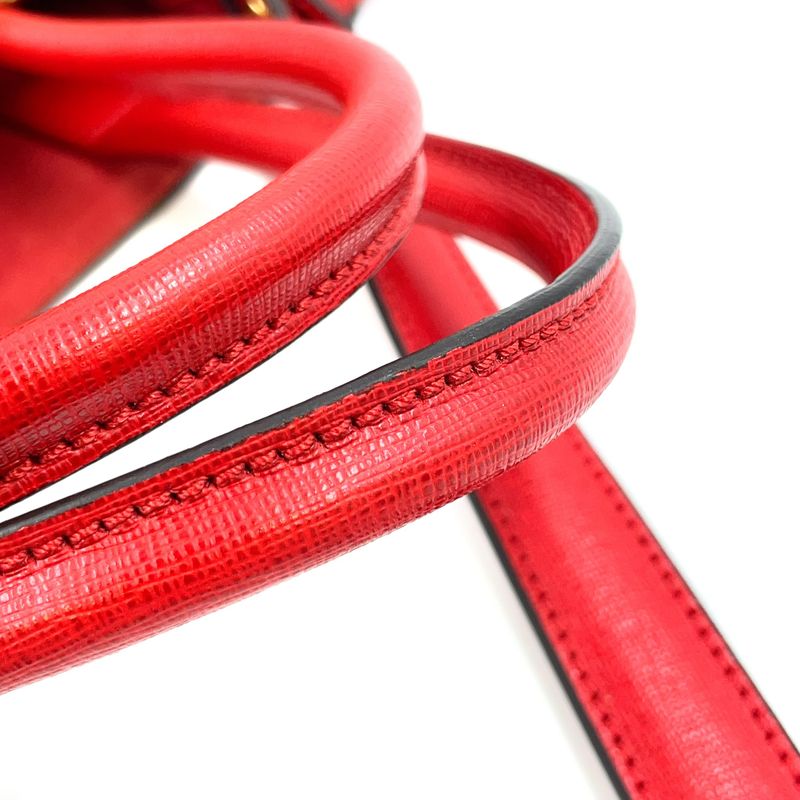 Fendi Toujours 2WAY Shoulder Leather Red Handbag Gold 8bh250-d7e