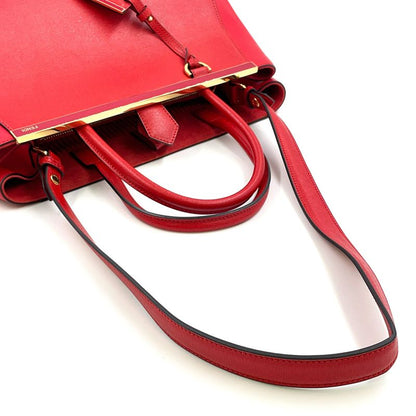 Fendi Toujours 2WAY Shoulder Leather Red Handbag Gold 8bh250-d7e