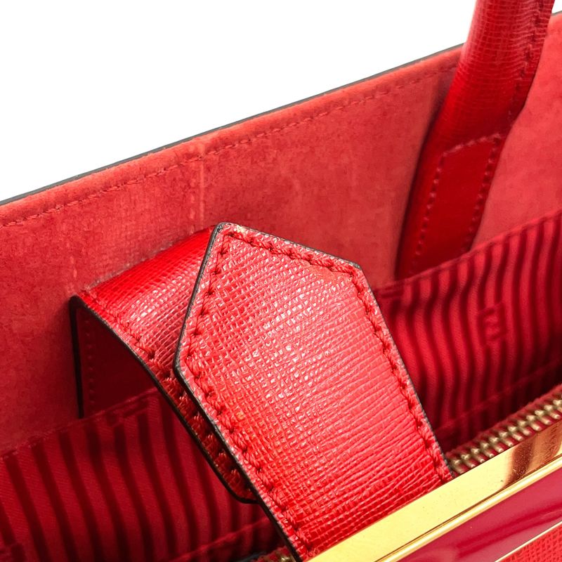 Fendi Toujours 2WAY Shoulder Leather Red Handbag Gold 8bh250-d7e