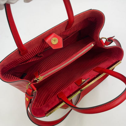 Fendi Toujours 2WAY Shoulder Leather Red Handbag Gold 8bh250-d7e