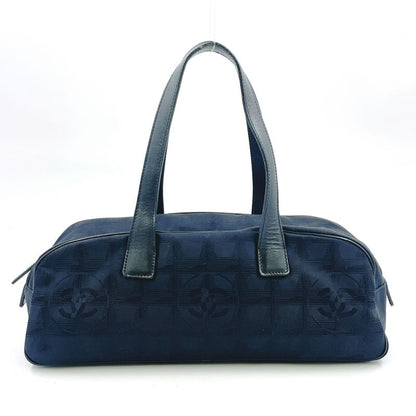 Chanel New Travel Line Mini Boston Bag Serial No 7 Nylon Black Handbag Black