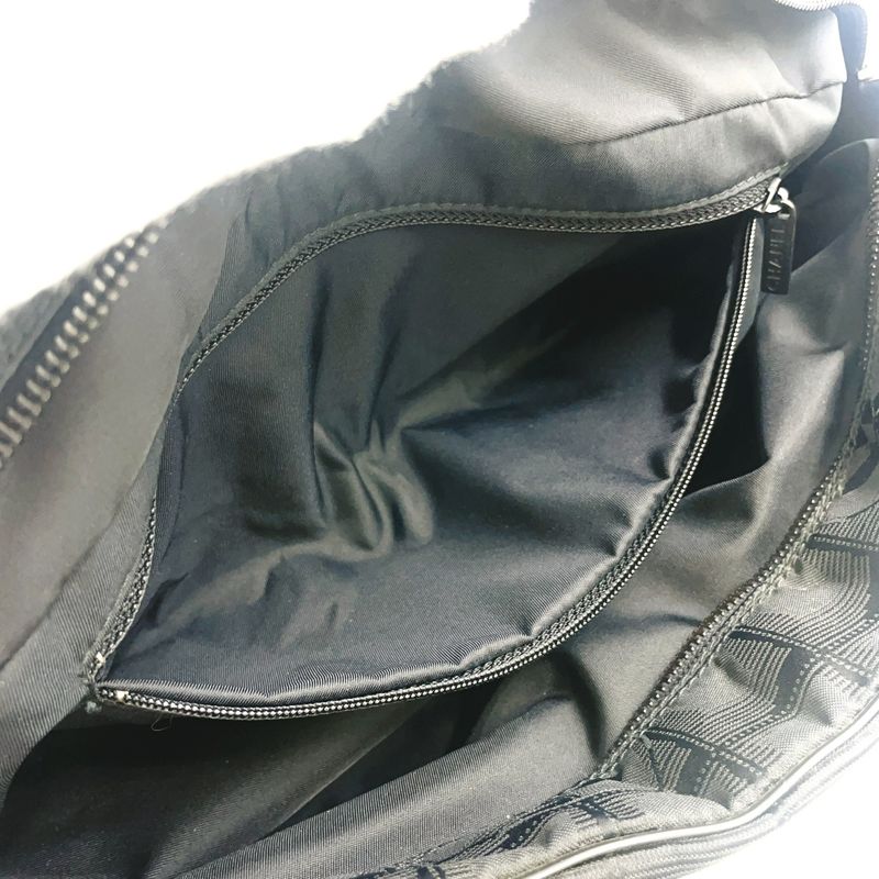 Chanel New Travel Line Mini Boston Bag Serial No 7 Nylon Black Handbag Black