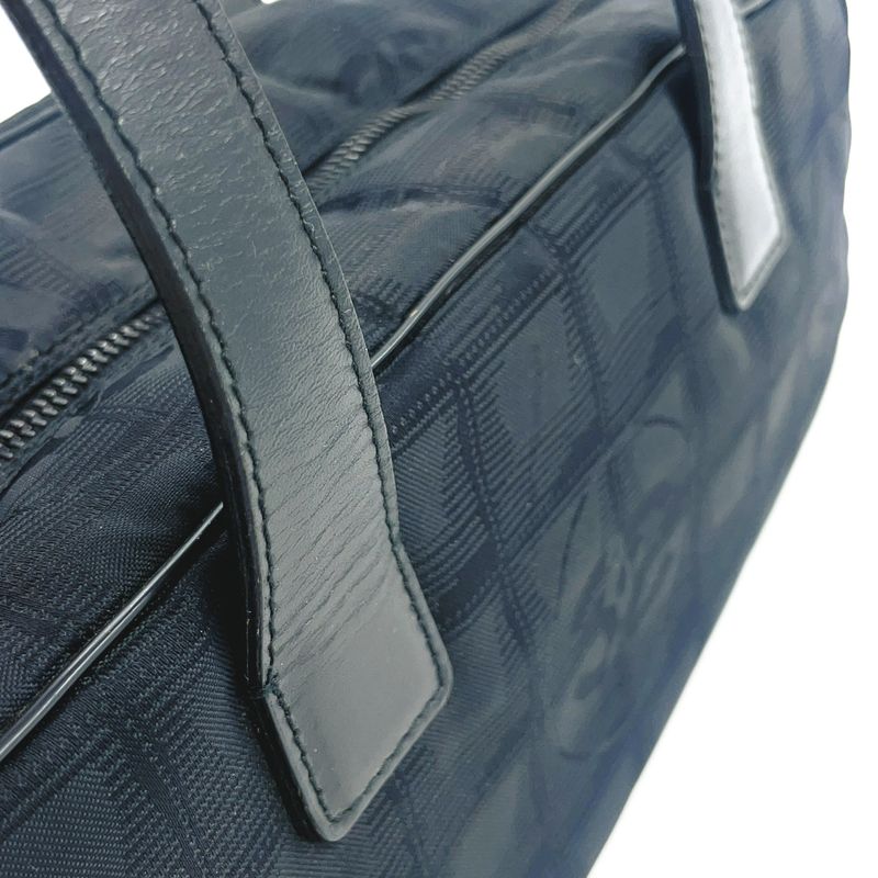 Chanel New Travel Line Mini Boston Bag Serial No 7 Nylon Black Handbag Black