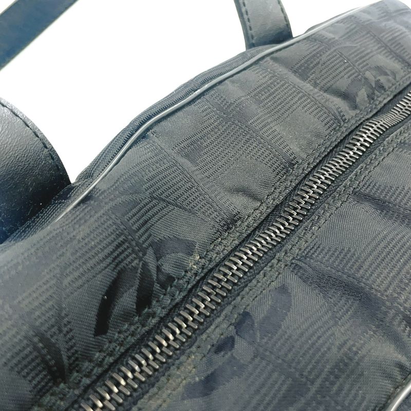 Chanel New Travel Line Mini Boston Bag Serial No 7 Nylon Black Handbag Black