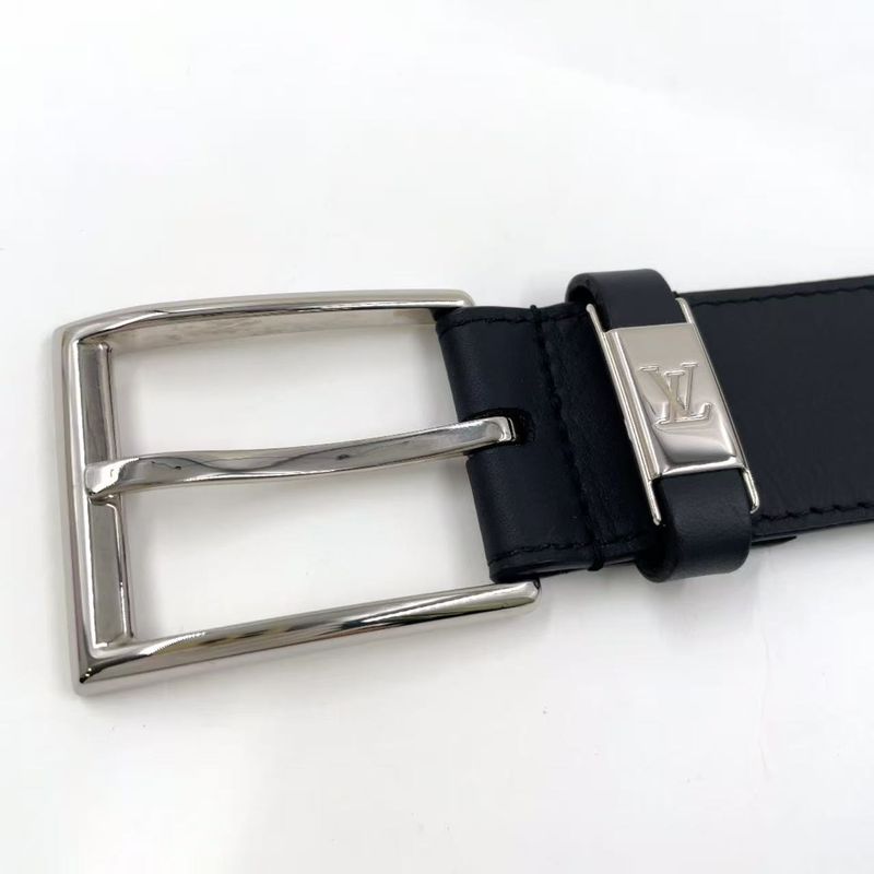 Louis Vuitton Santure Vendome Leather Black Belt Silver M0542