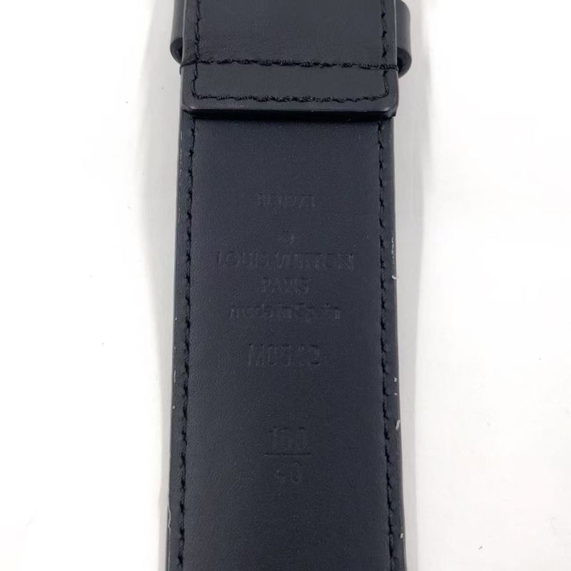 Louis Vuitton Santure Vendome Leather Black Belt Silver M0542