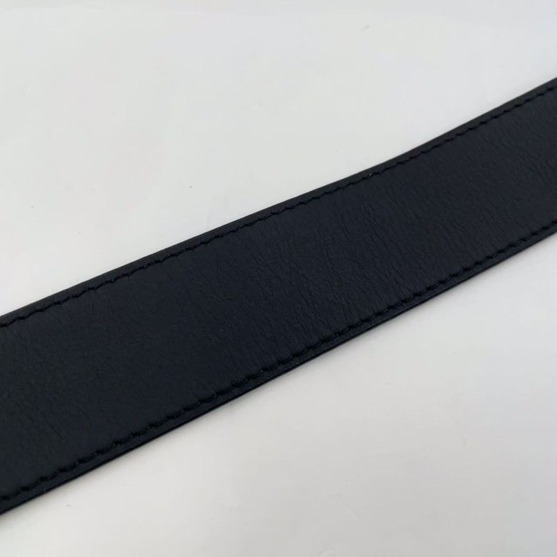 Louis Vuitton Santure Vendome Leather Black Belt Silver M0542