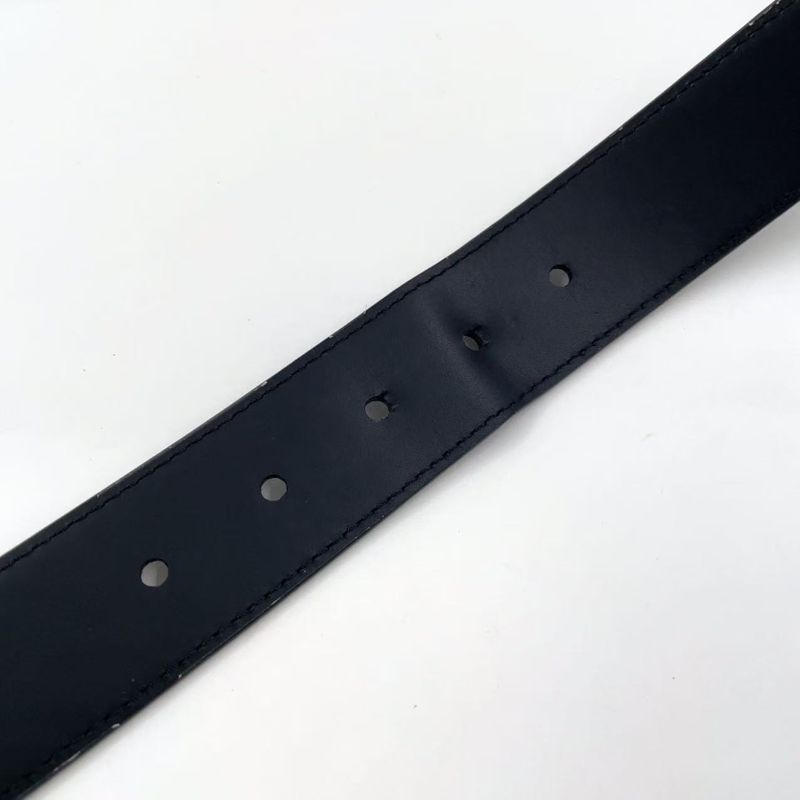 Louis Vuitton Santure Vendome Leather Black Belt Silver M0542